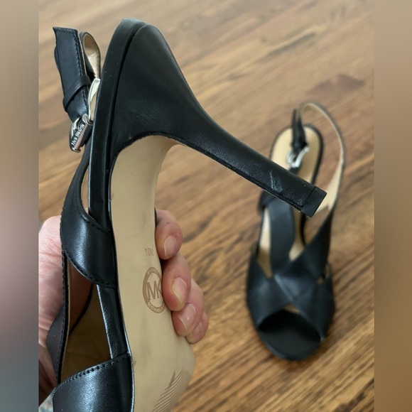 Michael Michael Kors | Black Stiletto Slingback Heels Open Toe Criss-Cross Sz 10 - Picture 5 of 7
